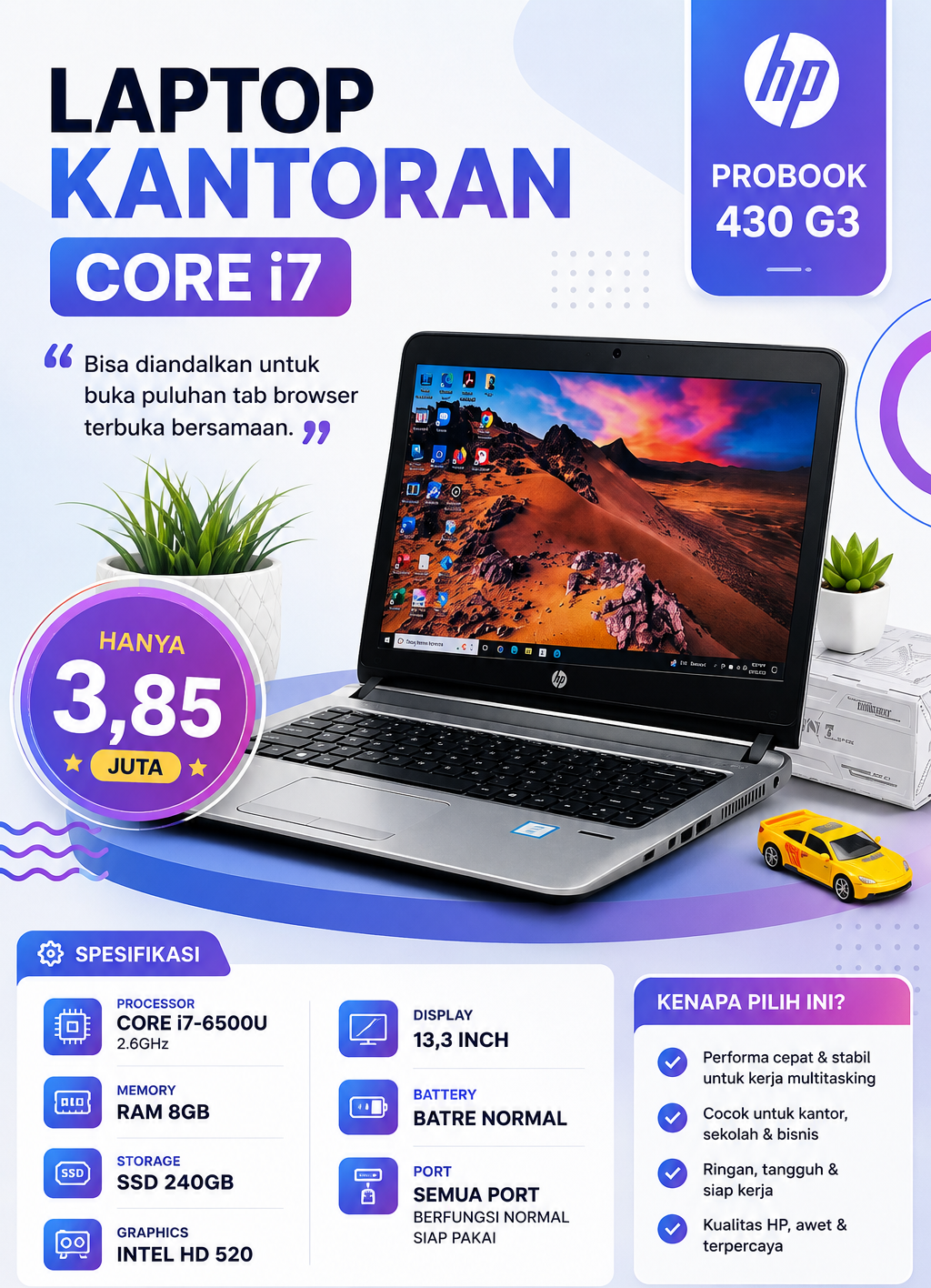 Laptop Kantoran Core i7 (HP ProBook 430 G3)
